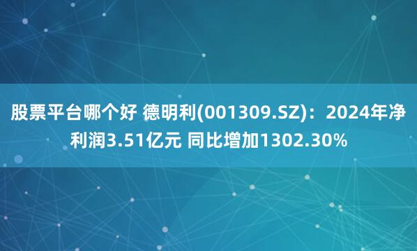 股票平台哪个好 德明利(001309.SZ)：2024年净利润3.51亿元 同比增加1302.30%