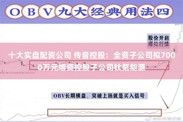 十大实盘配资公司 传音控股：全资子公司拟7000万元增资控股子公司钛氪能源